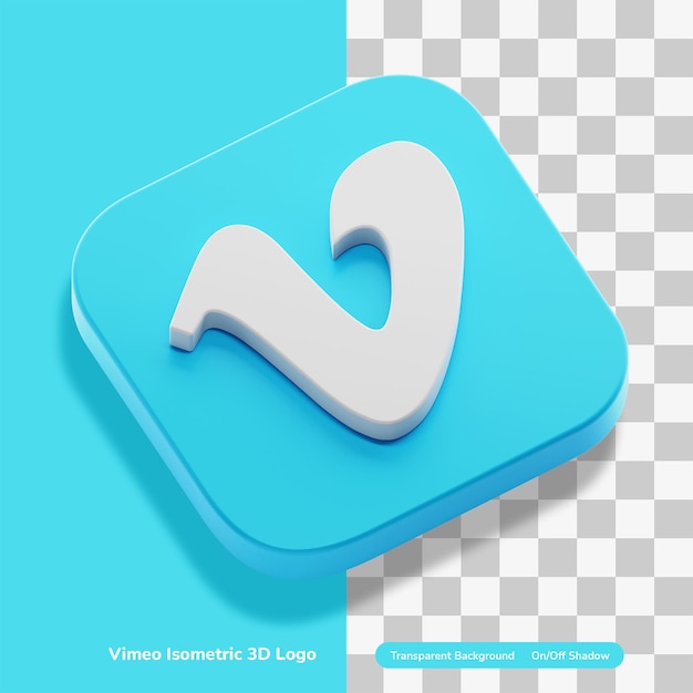 PSD vimeo video sharing app logo account renderização do ícone 3d em isométrico isolado