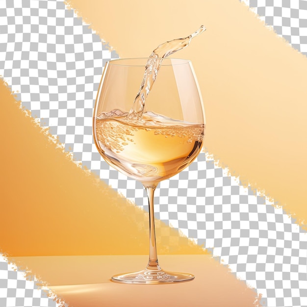 PSD le vin blanc est versé dans un verre sur un fond transparent.