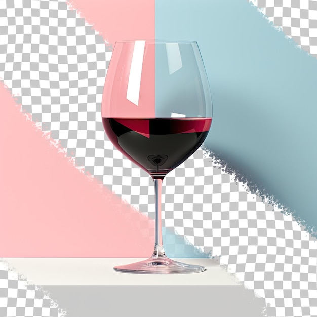 PSD vin rouge dans un verre à vin placé sur un fond transparent