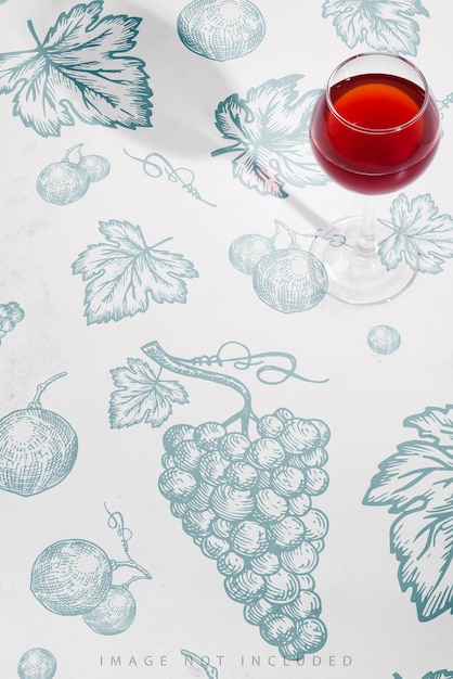 Vinho tinto em uma taça de vinho com sombras isoladas no fundo da maquete