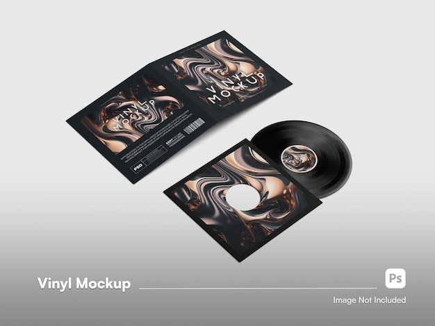 Vinil Isométrico Moderno com Cover Mockup Isolado
