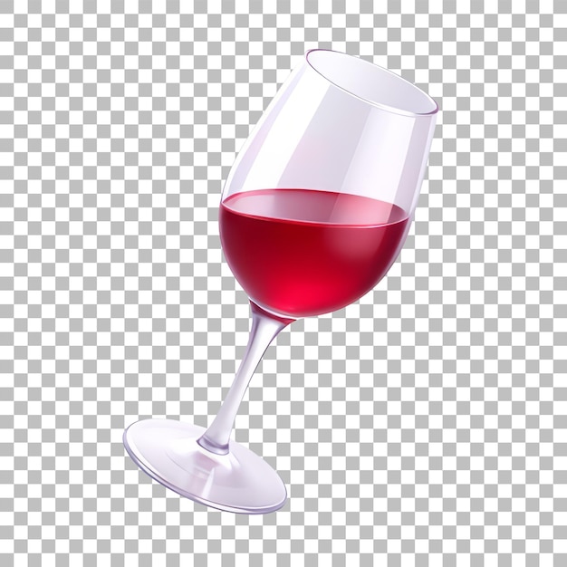Vino rojo en vidrio Icono 3D brillante Estilo Emoji mínimo Objeto PNG aislado