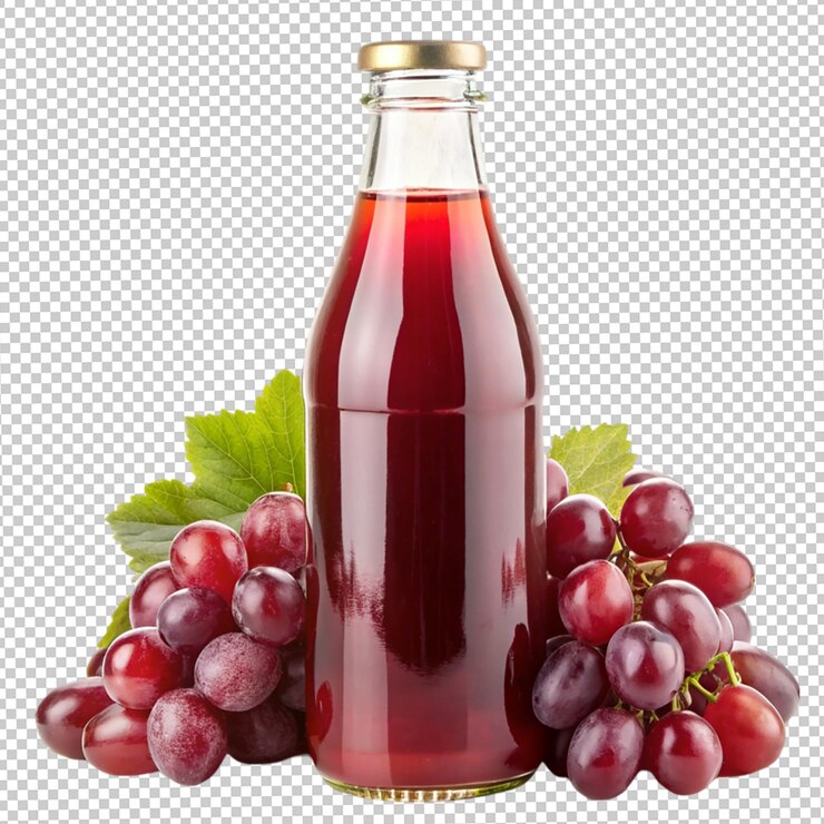 PSD vino tinto psd vertido en vaso con uvas sobre un fondo transparente con capa de máscara editable