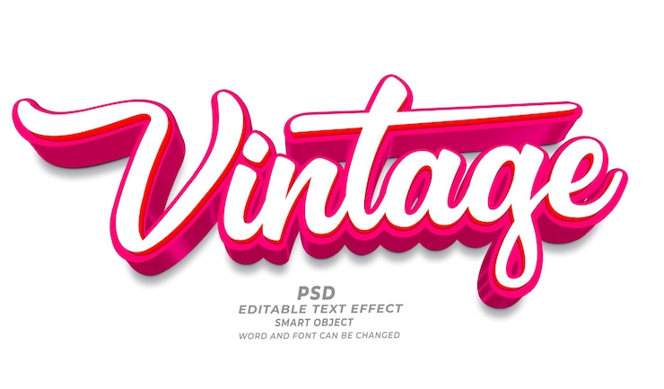 PSD vintage 3d modello photoshop per effetti di testo modificabili