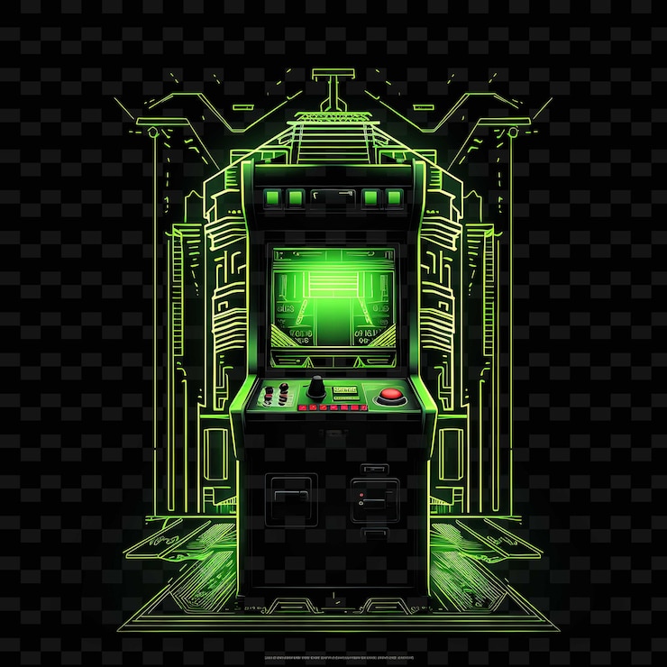 PSD vintage arcade retro arcade líneas pixel art verde lima píxel png y2k formas artes ligeras transparentes