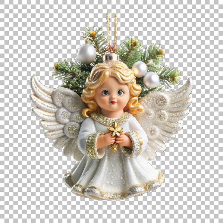 PSD vintage baby-engel-figuren-ornament weihnachtsspielzeug isoliert