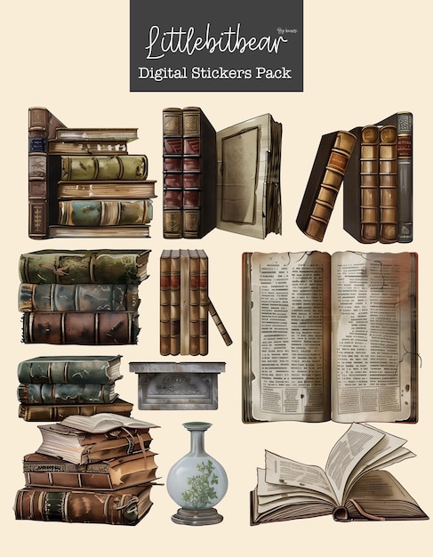 PSD vintage-buchregal-clip-art