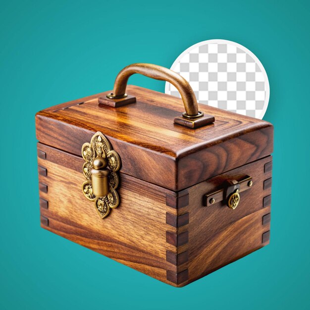 PSD vintage closed wooden box isolated on transparent background