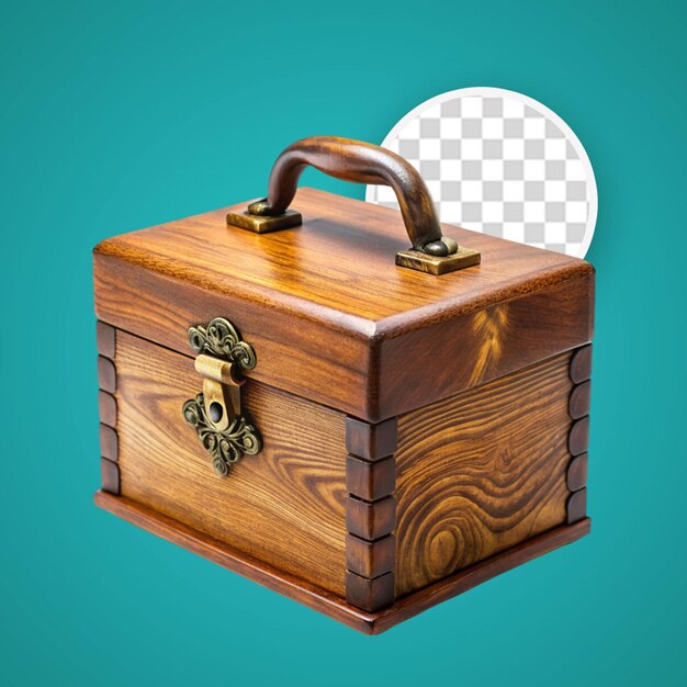 PSD vintage closed wooden box isolated on transparent background