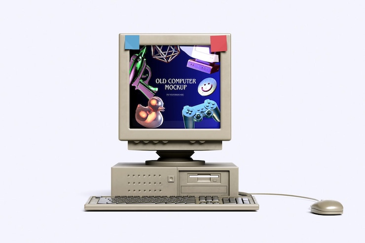 PSD vintage computer screen mockup
