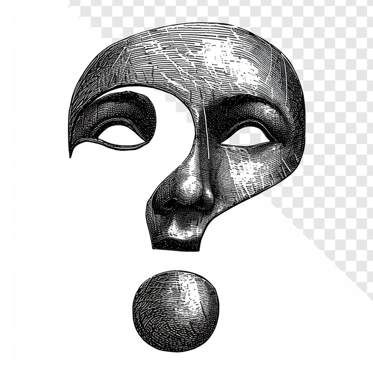 PSD vintage engraved question mark line art
