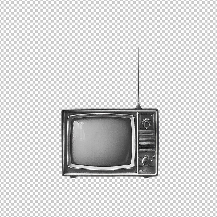 PSD vintage-fernseher mit durchsichtigem hintergrund