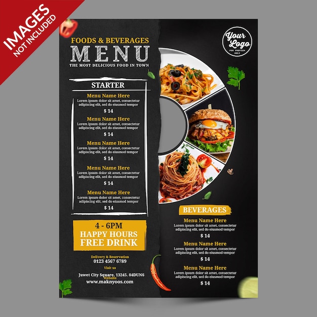 Vintage Food Menu Cover Design Premium PSD Template