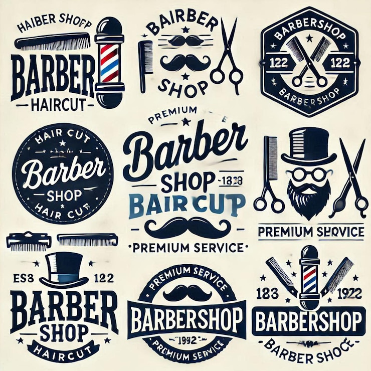 PSD vintage friseur-hipster-etiketten