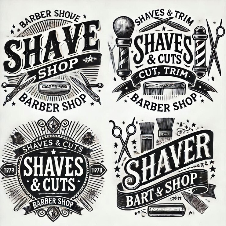 PSD vintage friseur-hipster-etiketten