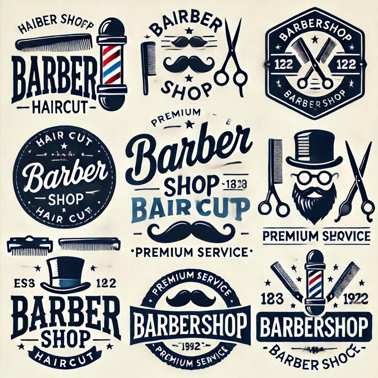 PSD vintage friseur-hipster-etiketten