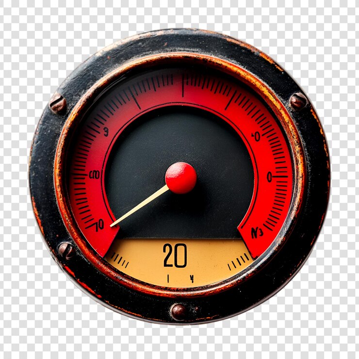 PSD vintage gauge red needle twenty reading industrial meter