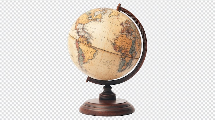 PSD vintage-globe-bild mit detaillierten ländern für pädagogische und dekorative verwendung