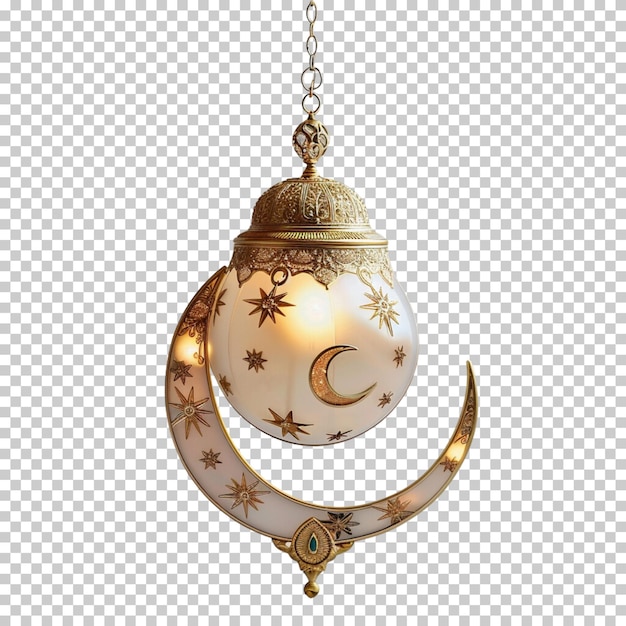 Vintage gold arabische und ramadan-lampen mit leuchtenden kerzen, die auf durchsichtigem hintergrund isoliert sind