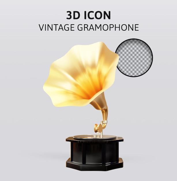 Vintage grammophon 3d-rendering-illustration