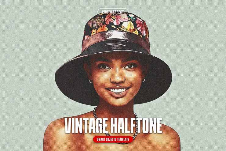 PSD vintage halftone-fotoeffekt