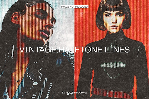 Vintage Halftone Lines Fotoeffekt für Poster