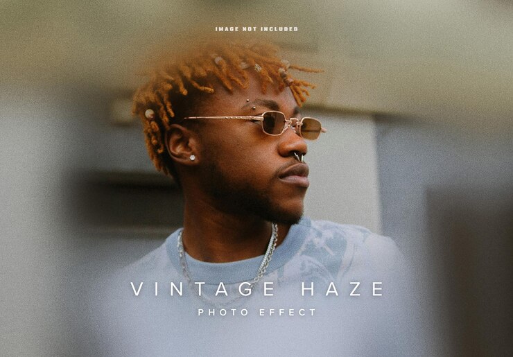 PSD vintage haze photo effect mockup