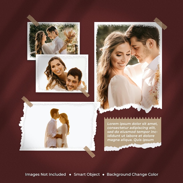 Vintage hochzeit fotorahmen mockup