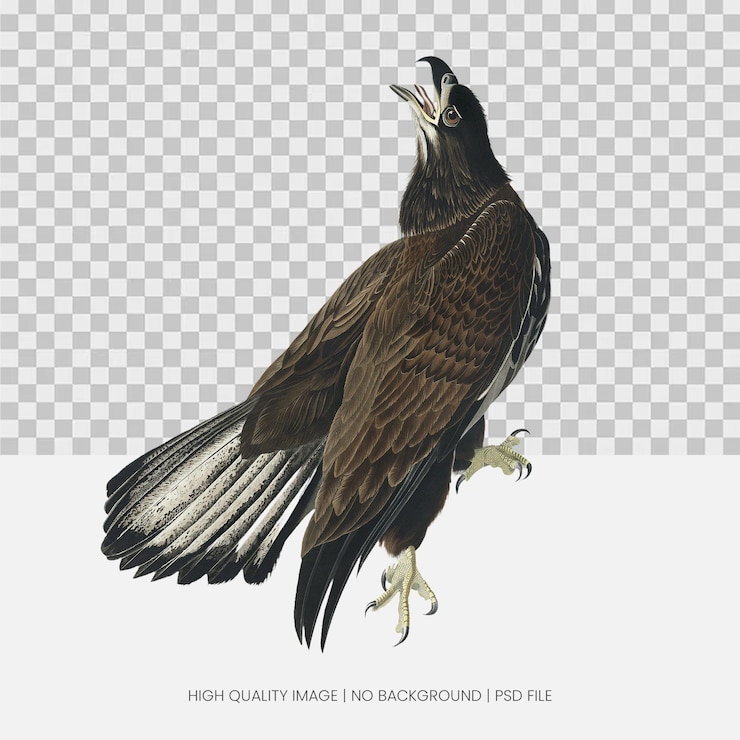 PSD vintage-illustration eines braunen adlers mit offenem schnabel