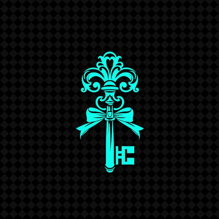 PSD vintage ivy key logo with decorative teeth and ornate bow de creative plant vector designs