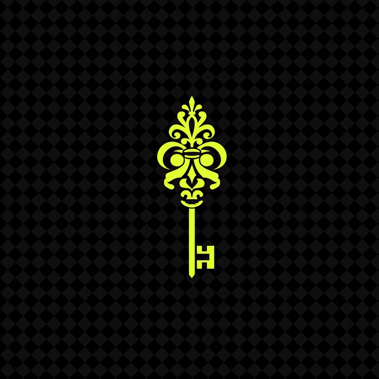 PSD vintage ivy key logo with decorative teeth and ornate bow de creative plant vector designs