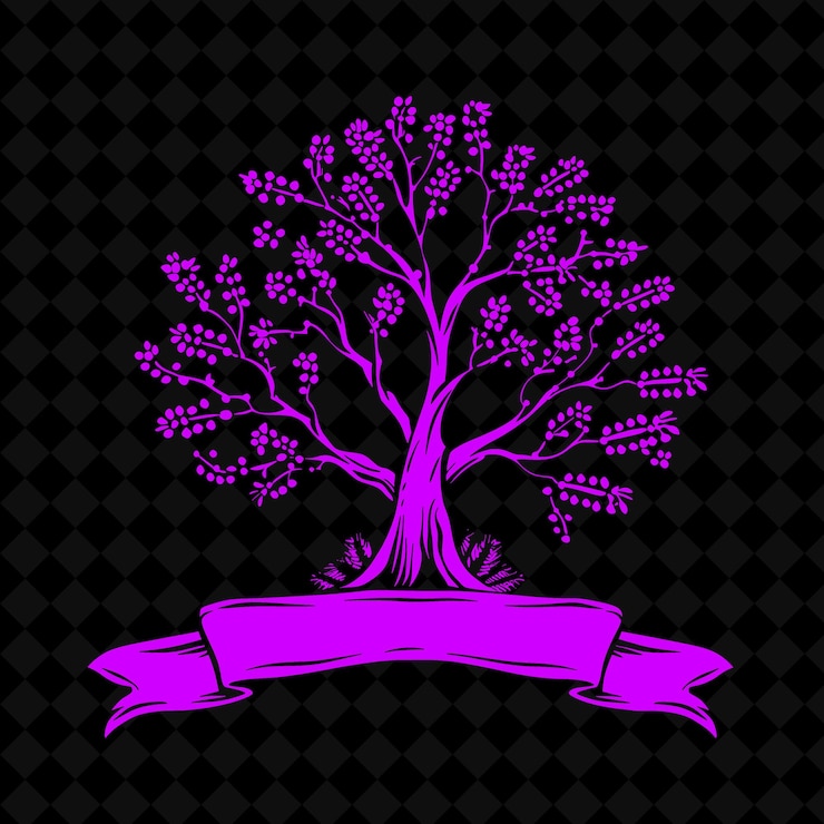 PSD vintage juniper tree logo mit dekorativen beeren und banner kreativen pflanzenvektordesigns