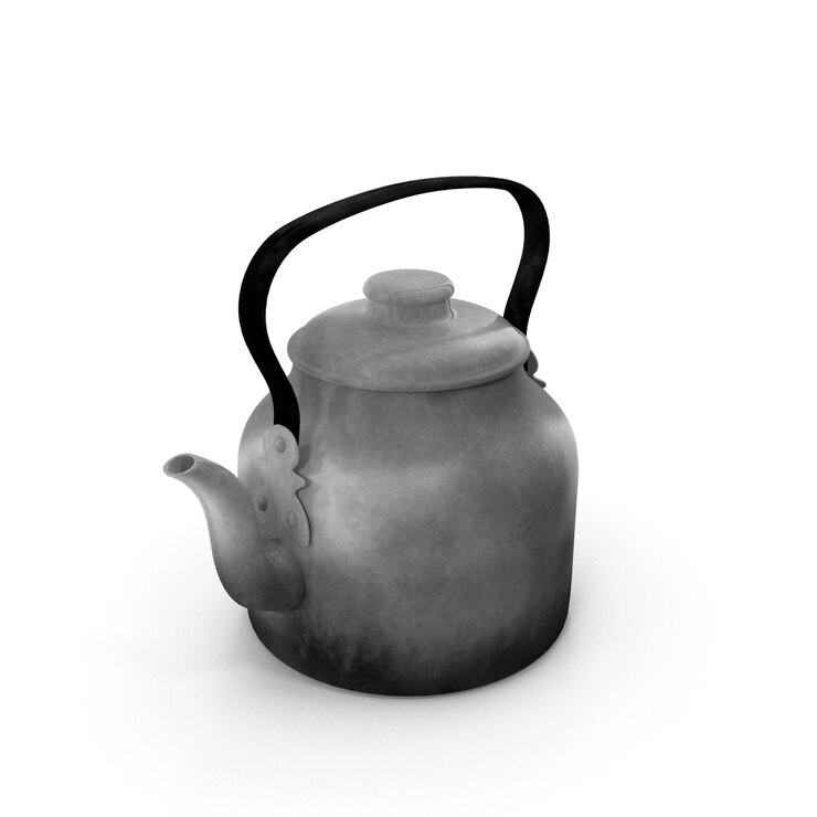 PSD vintage metal kettle with handle and spout