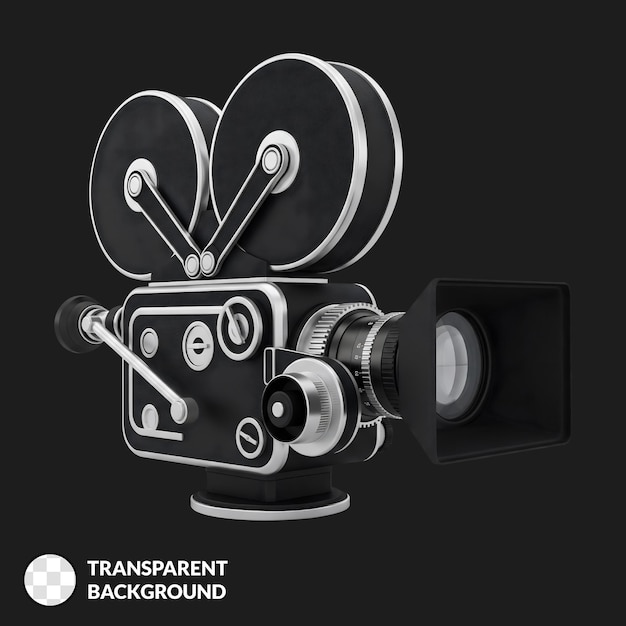 Vintage Movie Camera on Black Background