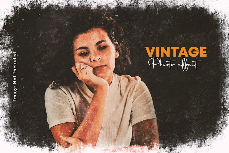 PSD vintage old photo effect mockup