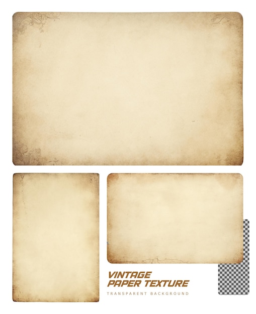 Vintage-Papier-Sammlung auf durchsichtigem Hintergrund