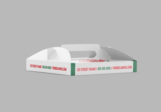 Vintage pizza box mit griffen mockup