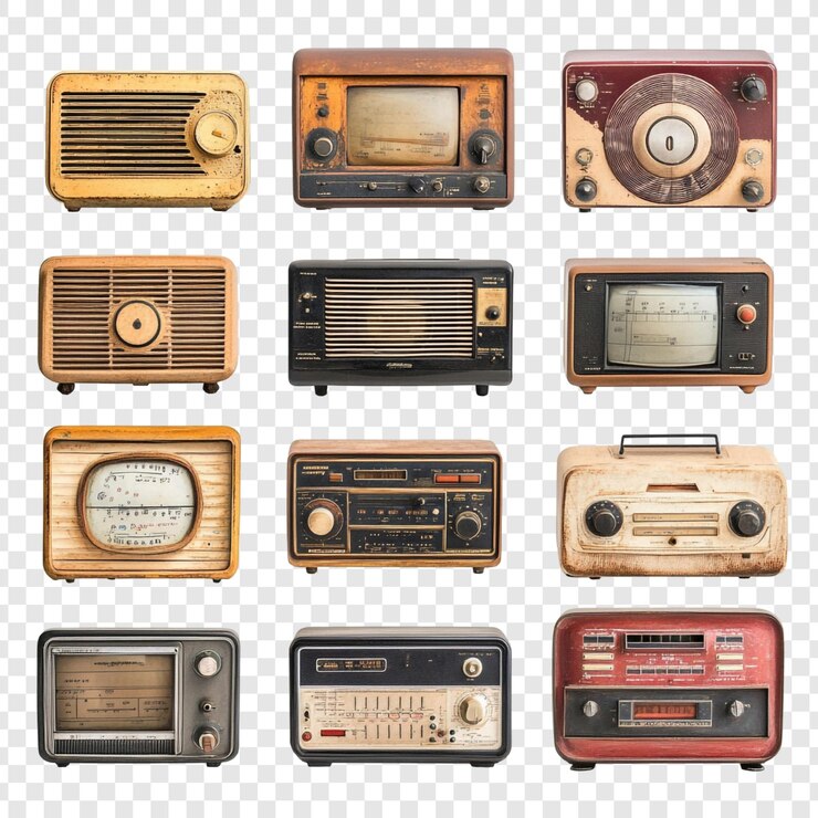 PSD vintage radio and television collection un nostalgico sguardo nel passato con una varietà di disegni classici