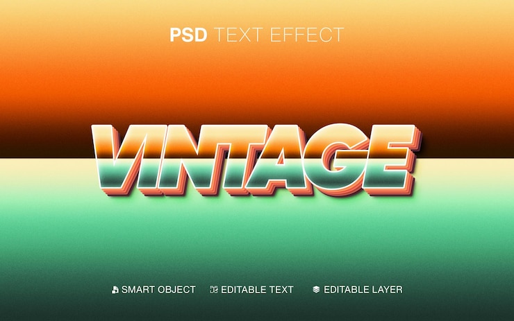 PSD vintage retro gradient text effect