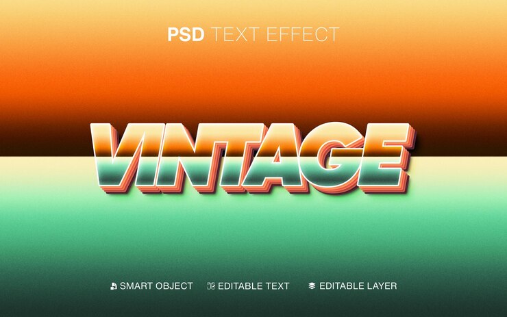 PSD vintage-retro-gradient-text-effekt