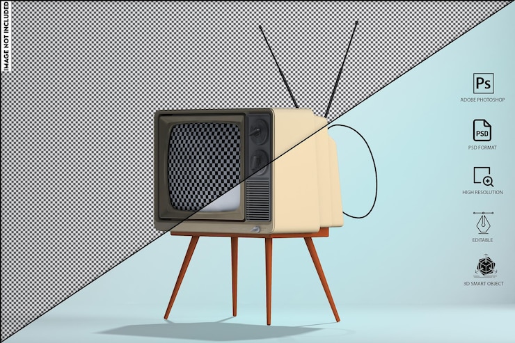 PSD vintage retro tv mockup
