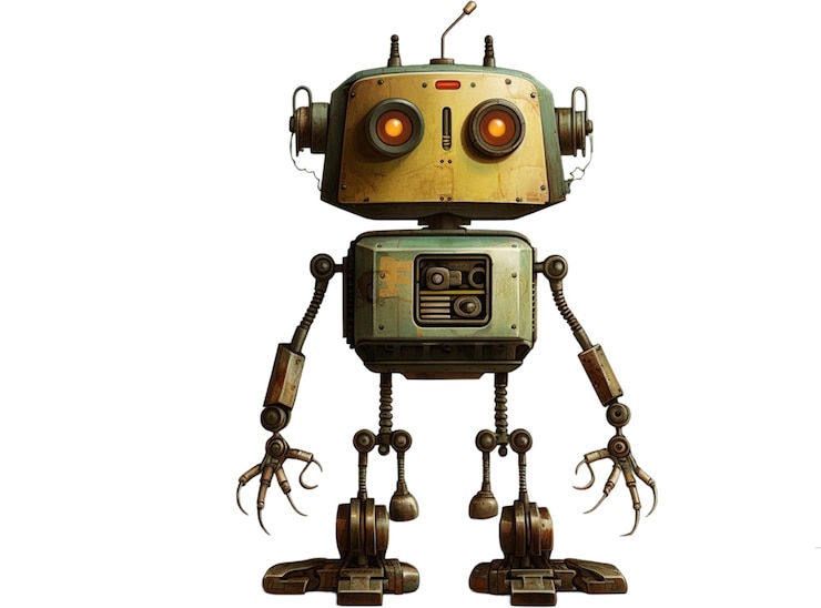 PSD vintage robot illustration