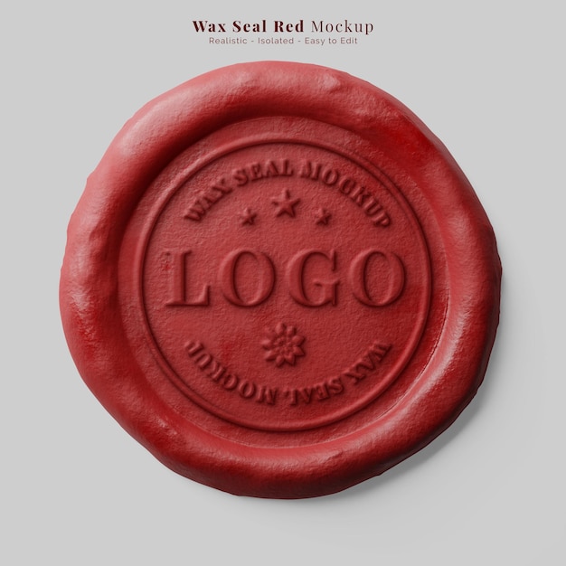 PSD vintage runde rote faux wachs post dokument siegel stempel realistisches logo mockup