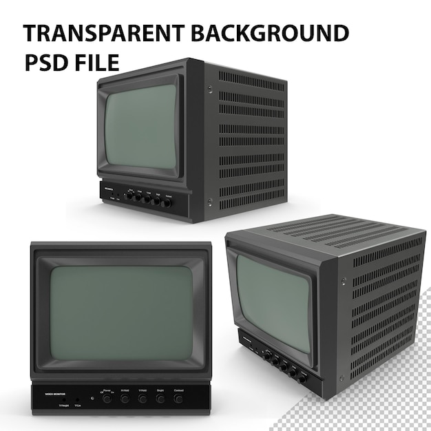 Vintage Schwarz-Weiß-Videomonitor PNG