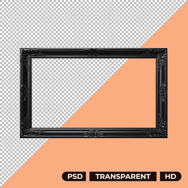 Vintage schwarzer rahmen isoliert auf transparentem hintergrund