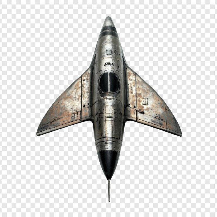 PSD vintage spaceship aweinspiring metal aircraft design