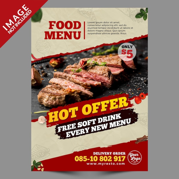 Vintage Style Hot Offer Food Menü Flyer Vorlage