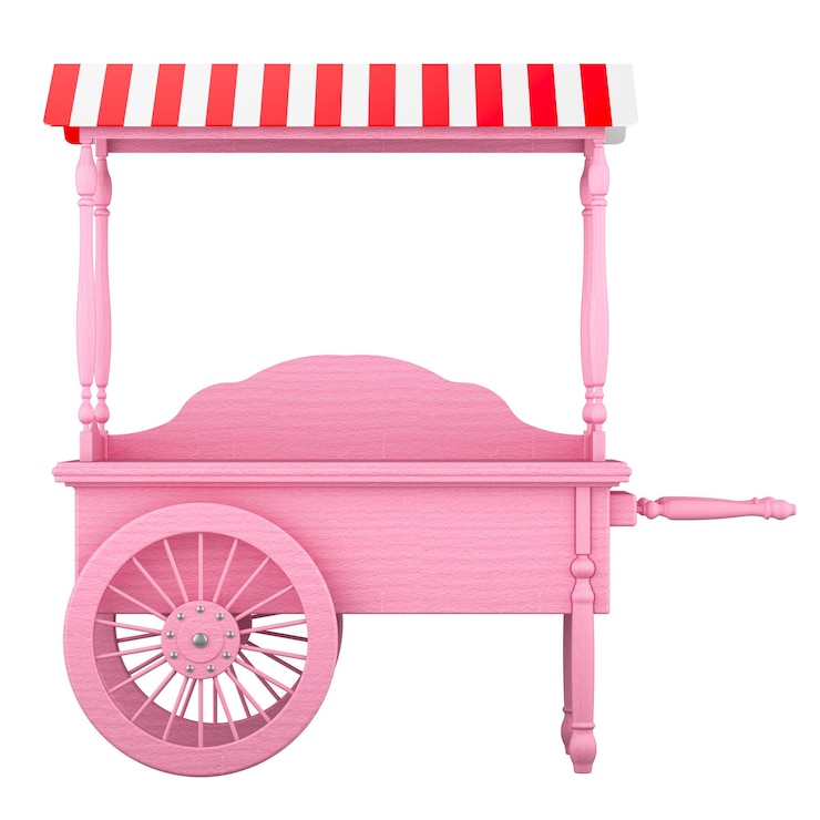 PSD vintage sweet cart en color rosa con representación en 3d