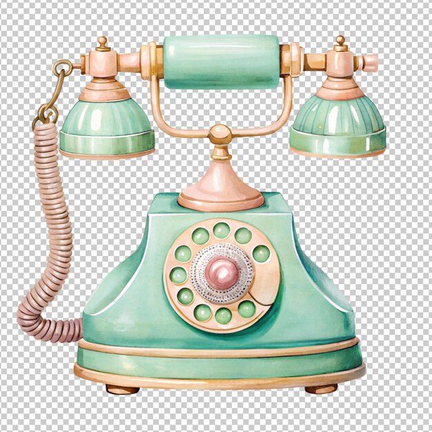 PSD vintage-telefon auf durchsichtigem hintergrund