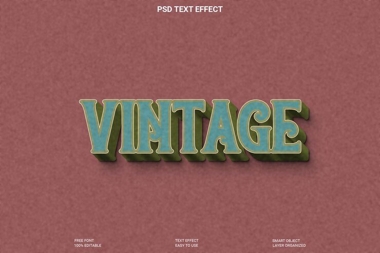 PSD vintage text effect in psd format